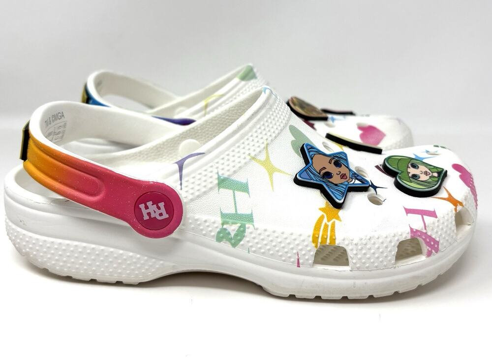 CROCS Size J3 Unisex Kids Classic Clogs Rainbow High Gently Worn